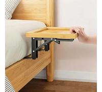 Bamboo Fold Down Bedside Shelf for Bed, Clip-on Tray for Laptop(002)