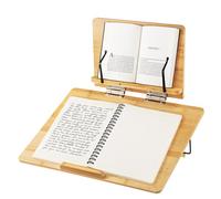 Bamboo Foldable Detachable Reading Stand, Adjustable Double-Layer Bookstand, Natural Bamboo, for Desk, Kitchen, Music