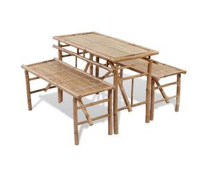Bamboo Folding Beer / Picnic Tables Set 2 Foldable Benches Waterproof vidaXL