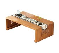 Bamboo Folding Coffee Table - 60cm Floor-Standing Dining Table for Bay Window &Tea Room - Carved Wooden Furniture for Living Room & Sitting Area