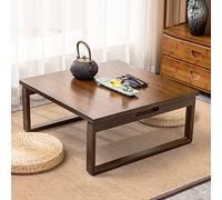 Bamboo Folding Coffee Table - Japanese Style Square Tea Table for Small Spaces, Kids Art & Dining Room - Compact 70 x 70 x 28.5cm, Brown, Multi-Function Design