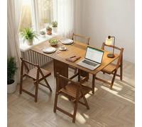 Bamboo Folding Dining Table Set5 Piece SpaceSaving Dinette with 4 Chairs Drop Leaf Design Hidden Chair Sto No Assembly Needed Perfect for Small Apartments (Brown)