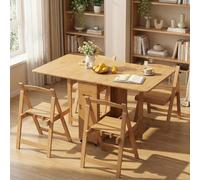 Bamboo Folding Dining Table Set5 Piece SpaceSaving Drop Leaf Table with 4 Chairs Hidden Sto Ders No Assembly Required Perfect for Small Apartments