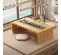 Bamboo Folding Low Floor Table Japanese Style Coffee Table for Tea Living Room Bedroom Bay Window - Compact Lightweight 80x40x25cm (31.5x16x10in)