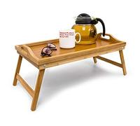 Bamboo Folding Serving Tray Size: 21.5 x 47 x 27 cm Foldable Bed Table Serving Tray for Breakfast and Snacks and Lap Table or Knee Table with Handles Easy to Clean, Natural Brown