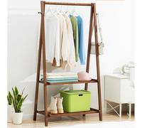 Bamboo Folding Wardrobe, Portable Wooden Clothes Rack, 2-Tier Drying Rack for Clothes, Entryway & Bedroom Storage (C, 86 * 40 * 160cm)