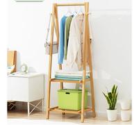 Bamboo Folding Wardrobe, Portable Wooden Clothes Rack, 2-Tier Drying Rack for Clothes, Ideal for Entryway & Bedroom (B, 56 * 40 * 160CM)