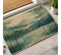Bamboo Forest Door Mat, Green Eco-Friendly Doormat for Outdoor & Indoor Entryway Natural Decor, Rubber Waterproof Non-Slip Dust Absorbent Front Doormat, Easy Clean 29x17 Inch
