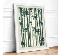 Bamboo Forest Japandi Framed Wall Art Print A3 White