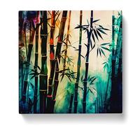 Bamboo Forest Post-Impressionism Canvas Print for Living Room Bedroom Home Office Décor, Wall Art Picture Ready to Hang, 20x20 Inch (50x50 cm)
