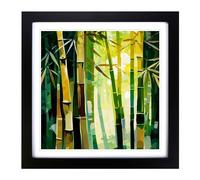 Bamboo Forest Post-Impressionism No.1 Framed Print | 18x18 Inch Black Framed Wall Art | Ready to Hang | Impressionist Landscape Picture | Living Room Bedroom Lounge Office