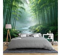 Bamboo Forest Wallpaper Mural 100 × 70 Cm Non Woven 3D Panoramic Wall Mural Wallpaper with Waterfall River Landscape Design Green Nature Scenic Wall Decor for Bedroom Tea Room Bamboo Forest 100 ×