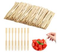 Bamboo Forks Disposable 200, Small Cocktail Forks Two Prongs Fruit Food Picks Natural Wood Tableware Cutlery Biodegradable Wooden Chip Forks Mini Canape Spoons For Cake Salad Food Party Buffets
