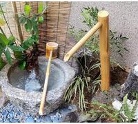 Bamboo Fountain, Pond Zen Water Feature, Bamboo Spitter,Garden Feature Decorative,Indoor Water Features Gardening Accessories,With Water Pump, Height 90Cm, Without stone bowl H90CM