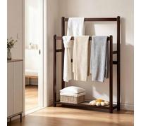 Bamboo Freestanding Towel Rack, Corner Shower Caddy Standing