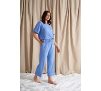 Pretty You London Women's Bamboo Frill Tee Trouser Set in Cornflower Blue - UK 14 - Cornflower Blue