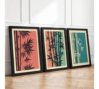 Bamboo Garden Japandi Set of 3 Framed Wall Art Prints A3 (42×29.7cm)