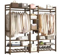 Bamboo Garment Rack with Hanging Rod 13-Storey Free Standing Clothes Stand 170x30x150 cm Versatile Shoe and Coat for Stylish Home Storage