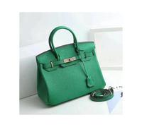 (Bamboo green, 20*15*10cm) Ladies Women Leather Handbag Birkin First Layer Cowhide Leather Tote Bag Commuter Crossbody Kelly Handbag