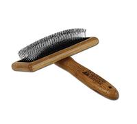 Bamboo Groom Slicker Brush with Stainless Steel Pins for Pets, Large