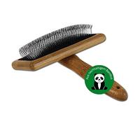 Bamboo Groom Slicker Brush with Stainless Steel Pins for Pets, Large