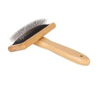 Bamboo Groom Slicker Brush with Stainless Steel Pins for Pets Slicker Fur Wool Carding Rug Comb Macrame Brush Pillows Short Hair Pet Grooming Deshedding (L)