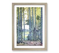 Bamboo Grove by Hiroshi Yoshida Framed Print | A2 Oak Framed Wall Art | Ready to Hang | Modern Nature Picture | Living Room Bedroom Lounge Office