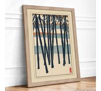Bamboo Grove Japandi Framed Wall Art Print A3 Oak
