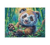 Bamboo Grove Red Panda 500 Pieces Premium Jigsaw Puzzle Stalks Meadow Foliage Adult Jigsaws Educational Challenge Mental Exercise Wall Art Winter Rigid Cardboard 500 PCS