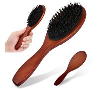 Bamboo Hair Brush, Boar Bristle Hair Brush, Anti-Static Bristle Slick Back with Wooden Handle, Soft Bristles Boars for Women Wet/Dry Styling