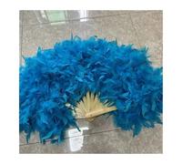 Bamboo Hand Folding Fans, Handheld Folding Feather Fan For Stage Dance Photography Wedding Party Props Multicolor 70x40cm(Blue01)