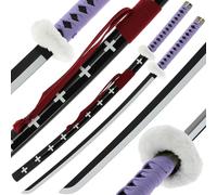 Bamboo Handmade Anime Katana - 100cm Wooden Blunt Sword Prop with Sheath - Safe Cosplay Anime Inspired Replica for Collectors & Roleplay Traf Law Purple Sword