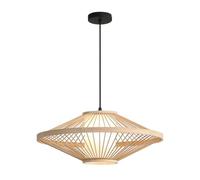Bamboo Hanging Lamp Handmade Coastal Wooden Wicker Pendant Light Fixtures Rattan Wicker Ceiling Lamp with Adjustable Cord for Restaurant, Corridor, Living Room, Bar, Coffee,