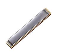 禁售：Bamboo Harmonica 24 Hole Double Hole Single Note C Major Silver Red Bk Blue Instrument harmonica Professional Adult Instrument(C Silver)
