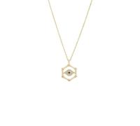 Bamboo Hexagon Evil Eye Necklace Gold