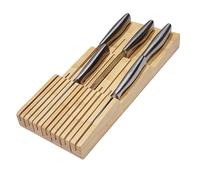 Bamboo in-Drawer Knife Block | Knife Drawer Organiser | Kitchen Drawer Organiser | Block Storage | Bamboo Cutlery Storage Organisation | Holds 6 Long 7 Short | Fits Most Sizes (13 Slots)