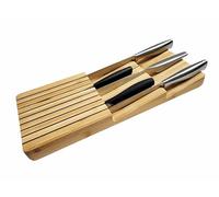 Bamboo in-Drawer Knife Block | Knife Drawer Organiser | Kitchen Drawer Organiser | Block Storage | Bamboo Cutlery Storage Organisation | Holds up to 9 | Fits Most Sizes