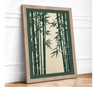 Bamboo in Silence Japandi Framed Wall Art Print A4 (29.7×21cm) Oak, Wall Decor for Living Room, Bedroom, Office & Home, Ready to Hang, Art Gift