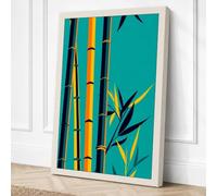 Bamboo in Turquoise Canvas Wall Art Print 18x12 Inch | Ready to Hang, Gallery Wrapped, Fade-Resistant Inks, Securely Packaged, UK Made