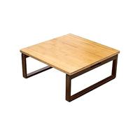 Bamboo Japanese Folding Coffee Table Square Low Tea Table with Foldable Legs Compact Floor Desk Ideal for Meditation & Small Dining Spaces Space-Saving Design