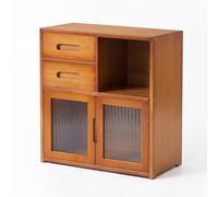 Bamboo Kitchen Countertop Cabinet, Multi-Tier Storage Sideboard with Acrylic Double Doors & Drawer, Desktop Cupboard Organizer for Spice Rack (D 42 * 23 * 48cm)