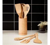 Bamboo Kitchen Set with Utensil Holder, 6 Pc Cooking Utensils Kit For Daily Use, Minimalist Cooking Tools Premier Housewares Natural One Size