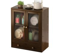 Bamboo Kitchen Sideboard Storage Cabinet 2 Doors & 2 Drawers Versatile Display & for Bathroom Office and Kitchen Countertop Solutions