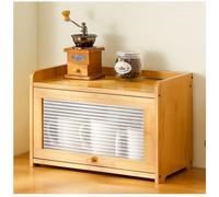 Bamboo Kitchen Storage Cabinet with Doors Freestanding Pantry Sideboard Utility Cupboard for Spices Dishes & Bowls Natural Finish 42x28cm 17x11in