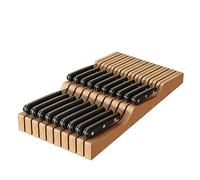 Bamboo Knife Block Holder, In-Drawer Knife Drawer Organizer-Protecting Knife Organizer Block Holds Up To 19 Knives(Not Included)