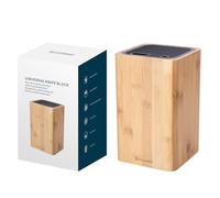 Bamboo Knife Block with Slots for Scissors and Sharpening Rod - Knife Holder for Safe Storage of Space Saving Knives