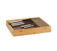 Relaxdays Bamboo Knife Block, In-Drawer Knife Organizer, Cutlery Storage, HWD 6.5x38x33.5cm, Natural