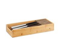 Relaxdays Bamboo Knife Block, In-Drawer Knife Organizer, Cutlery Storage, HWD 6.5x38x15.5cm, Natural