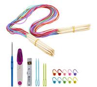 Bamboo Knitting Needles Set, 18Pairs 100cm Circular Knitting Needles for Beginner Knitting Kits for Adult Double Pointed Needle with Plastic Tube, Stitch Markers, Measuring Tape, Scissors, 2 to10mm