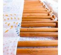 Bamboo Knitting Needles Set (2mm - 10mm) - 18 Pairs Single Pointed Wooden Needles - 35cm Long for Beginners & Pros - Lightweight with Roll-Up Storage Case - Ideal Mother's Day Craft Gift